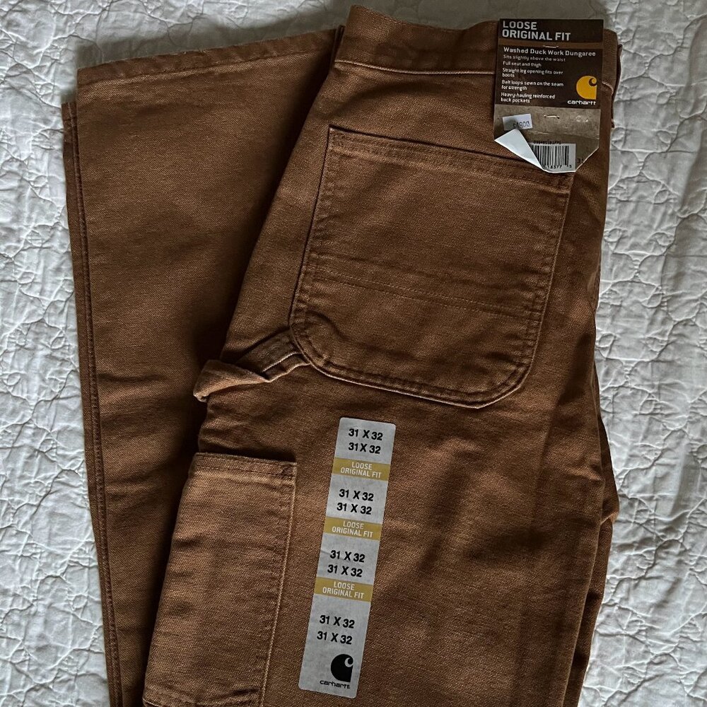 NWT Carhartt Duck Work Dungaree Pants Size 31x32